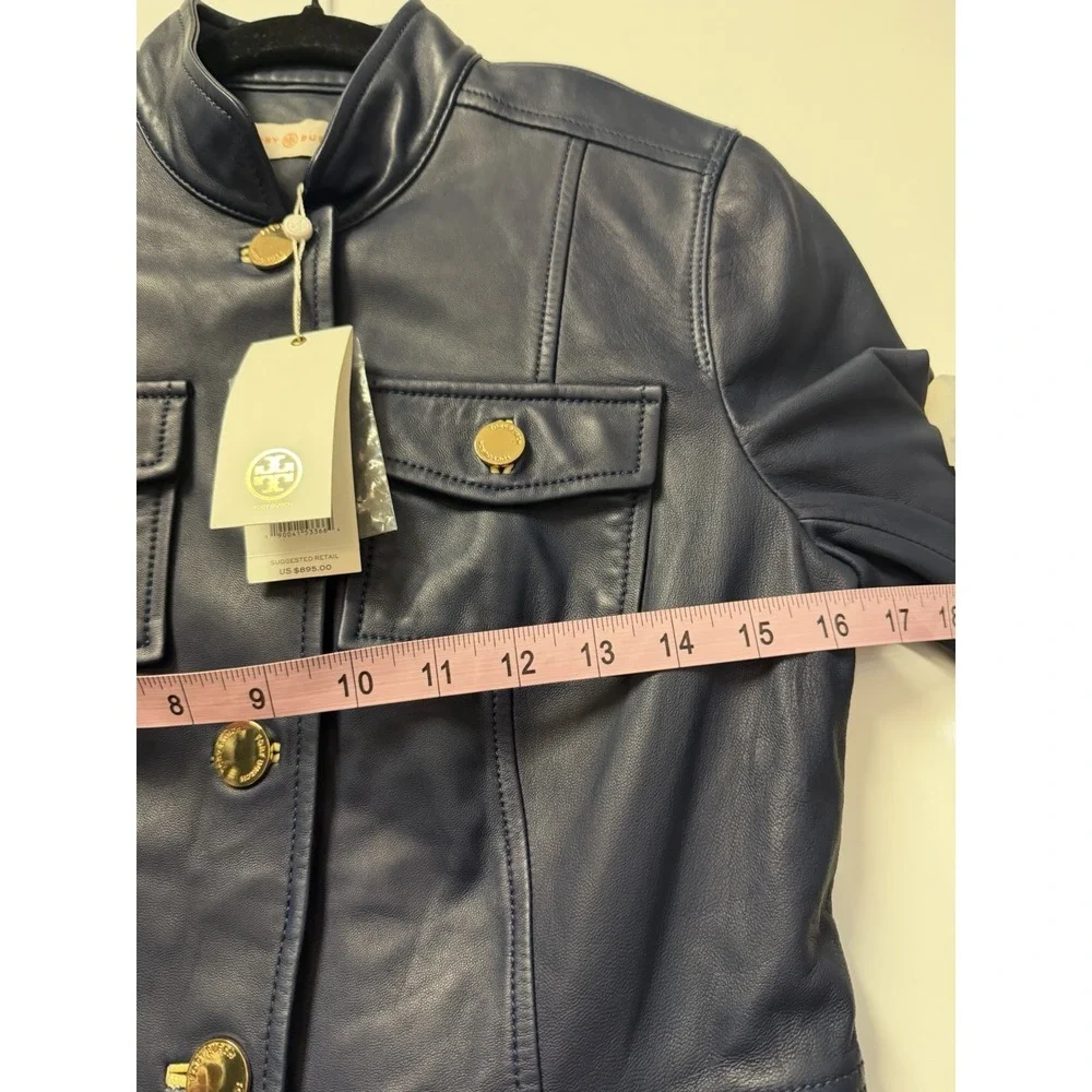 Luxurious Tory Burch Future VTG Lambskin Buttery Soft Military Field Jacket Sz 4